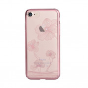 Comma Crystal Flora 360 Case - поликарбонатов кейс за iPhone 8, iPhone 7 (с кристали Сваровски) (розово злато)