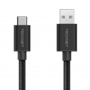 TeckNet TA502-Black 1M Nylon Braided 3.1 USB-A to USB-C Cable (black)