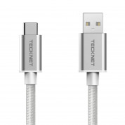 TeckNet TA502-Black 1M Nylon Braided 3.1 USB-A to USB-C Cable (silver)