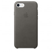 Apple iPhone Leather Case - оригинален кожен кейс (естествена кожа) за iPhone SE (2020), iPhone 8, iPhone 7 (сив)