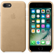 Apple iPhone Leather Case - оригинален кожен кейс (естествена кожа) за iPhone 8, iPhone 7 (светлокафяв) 2