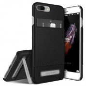 Verus Simpli Leather Case - кожен кейс с поставка и джоб за кредитна карта за iPhone 8 Plus, iPhone 7 Plus (черен)