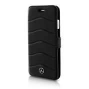 Mercedes-Benz Folio Case - кожен калъф (естествена кожа), тип портфейл за iPhone 8, iPhone 7 (черен)