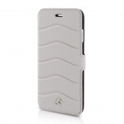Mercedes-Benz Folio Case - кожен калъф (естествена кожа), тип портфейл за iPhone SE (2022), iPhone SE (2020), iPhone 8, iPhone 7 (сив)