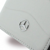 Mercedes-Benz Folio Case - кожен калъф (естествена кожа), тип портфейл за iPhone SE (2022), iPhone SE (2020), iPhone 8, iPhone 7 (сив) 2
