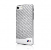 BMW M Carbon Fiber Hard Case - дизайнерски карбонов кейс за iPhone SE (2022), iPhone SE (2020), iPhone 8, iPhone 7 (сребрист)