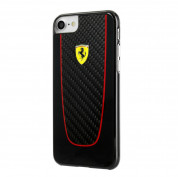 Ferrari Carbon Fiber Hard Case - дизайнерски карбонов кейс за iPhone 8, iPhone 7 (черен)