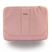 Guess Saffiano Notebook Sleeve - дизайнерски луксозен кожен калъф за преносими компютри до 15 инча (розово злато) 3