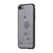 Devia Crystal Lotus Case - поликрабонатов кейс за iPhone 8 Plus, iPhone 7 Plus (с кристали Сваровски) (черен)