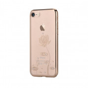 Devia Crystal Lotus Case - поликрабонатов кейс за iPhone 8 Plus, iPhone 7 Plus (с кристали Сваровски) (златист)