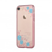 Devia Crystal Joyous Case - поликрабонатов кейс за iPhone 8, iPhone 7 (с кристали Сваровски) (със сини цветя)