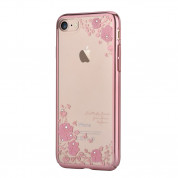 Devia Crystal Joyous Case - поликрабонатов кейс за iPhone 8 Plus, iPhone 7 Plus (с кристали Сваровски) (с розови цветя)