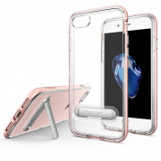 Spigen Crystal Hybrid Case - хибриден кейс с поставка и висока степен на защита за iPhone 8, iPhone 7 (роз. злато-прозрачен)