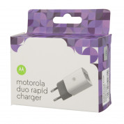 Motorola Duo Rapid Charger ASM6WCHGR - оригинално захранване с 2xUSB и MicroUSB кабел (бял) 5