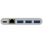 Macally 3.1 USB-C hub with USB, USB-C and Gigabit Ethernet - USB-C към 3ри портов USB хъб 1хGigabit Ethernet и 1хUSB-C (бял) 2
