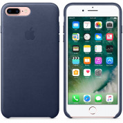 Apple iPhone Leather Case - оригинален кожен кейс (естествена кожа) за iPhone 8 Plus, iPhone 7 Plus (тъмносин) 4