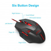TeckNet M268 Raptor Gaming Mouse, 2000 DPI - геймърска мишка (за Mac и PC) (черен-червен) 2