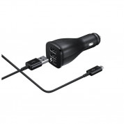 Samsung Dual Fast Car Charger EP-LN920CB - зарядно за кола с 2xUSB и технология за бързо зареждане и с отделен USB-C кабел (черен) (retail)