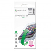 4smarts 360° Protection Set - тънък силиконов кейс и стъклено защитно покритие за дисплея на iPhone 8, iPhone 7 (розов)