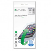 4smarts 360° Protection Set - тънък силиконов кейс и стъклено защитно покритие за дисплея на iPhone SE (2022), iPhone SE (2020), iPhone 8, iPhone 7 (син)