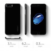 Spigen Thin Fit Case - качествен тънък матиран кейс за iPhone 8 Plus, iPhone 7 Plus (черен гланц) 7