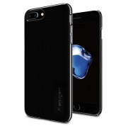 Spigen Thin Fit Case - качествен тънък матиран кейс за iPhone 8 Plus, iPhone 7 Plus (черен гланц)