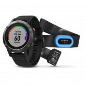 Garmin Fenix 5 - Мултиспорт GPS спортен часовник и HRM-Tri пулсомер (сив с черна каишка)