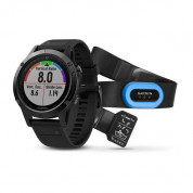 Garmin Fenix 5 Sapphire - Мултиспорт GPS спортен часовник със сапфирена леща и HRM-Tri пулсомер (черен с черна каишка)