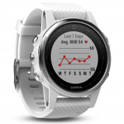 Garmin Fenix 5S - Мултиспорт GPS спортен часовник (сребрист с бяла каишка) 1