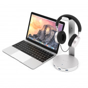 Satechi Aluminium Headphone Stand - дизайнерска алуминиева поставка за слушалки с USB изходи (сребрист) 3