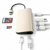 Satechi USB-C Aluminum Multiport Adapter - мултифункционален хъб за свързване на допълнителна периферия за компютри с USB-C (златист) 5