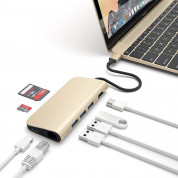 Satechi USB-C Aluminum Multiport Adapter - мултифункционален хъб за свързване на допълнителна периферия за компютри с USB-C (златист) 2