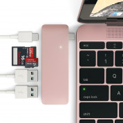 Satechi USB-C Pass Through USB Hub - мултифункционален хъб за свързване на допълнителна периферия за компютри с USB-C (розово злато) 3