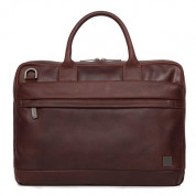 Knomo Foster Leather Laptop Briefcase - луксозна кожена чанта за преносими компютри до 14 инча (кафяв)