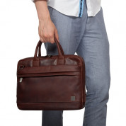 Knomo Foster Leather Laptop Briefcase - луксозна кожена чанта за преносими компютри до 14 инча (кафяв) 6