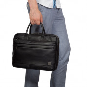 Knomo Foster Leather Laptop Briefcase - луксозна кожена чанта за преносими компютри до 14 инча (черен) 7