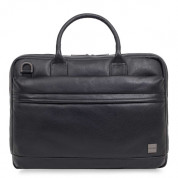 Knomo Foster Leather Laptop Briefcase - луксозна кожена чанта за преносими компютри до 14 инча (черен)