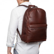 Knomo Albion Leather Laptop Backpack - луксозна кожена раница за преносими компютри до 15 инча (кафяв) 6