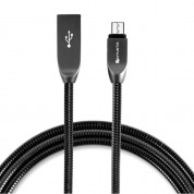 4smarts FerrumCord Stainless Steel MicroUSB Data Cable 1m. - компактен microUSB кабел с оплетка от неръждаема стомана (черен)