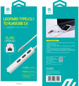 Devia Leopard USB-C Hub USB 3.0 with Ethernet Adapter - алуминиев USB-C хъб с 3xUSB 3.0 изхода и Ethernet порт 3