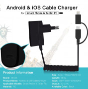 Devia Cable Charger MicroUSB+Lightning - захранване за ел. мрежа с вградени кабели с microUSB и Lightning стандарти 