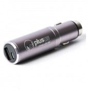 PlusUs Life2Go 2in1 Car charger + 1000mAh PowerBank - зарядно за кола с USB изход и външна батерия 1000mAh (тъмносив) 1