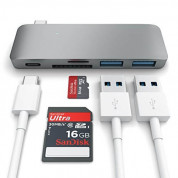 Satechi USB-C Pass Through USB Hub - мултифункционален хъб за свързване на допълнителна периферия за компютри с USB-C (тъмносив)