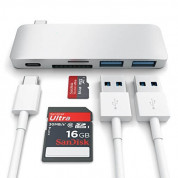 Satechi USB-C Pass Through USB Hub - мултифункционален хъб за свързване на допълнителна периферия за компютри с USB-C (сребрист)