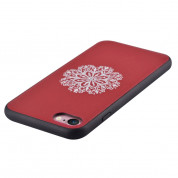 Devia Flower Embroidery Case - дизайнерски кожен кейс с ръчна бродерия за iPhone 8 Plus, iPhone 7 Plus (червен) 2