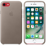 Apple iPhone Leather Case - оригинален кожен кейс (естествена кожа) за iPhone 8, iPhone 7 (светлосив) 4