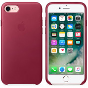Apple iPhone Leather Case - оригинален кожен кейс (естествена кожа) за iPhone 8, iPhone 7 (светлочервен) 5