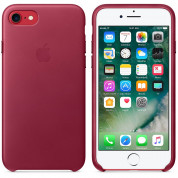 Apple iPhone Leather Case - оригинален кожен кейс (естествена кожа) за iPhone 8, iPhone 7 (светлочервен) 4
