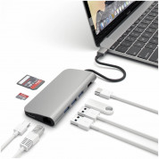 Satechi USB-C Aluminum Multiport Adapter - мултифункционален хъб за свързване на допълнителна периферия за компютри с USB-C (тъмносив) 1