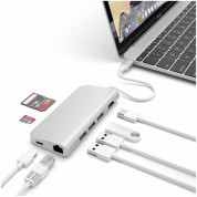 Satechi USB-C Aluminum Multiport Adapter - мултифункционален хъб за свързване на допълнителна периферия за компютри с USB-C (сребрист) 5